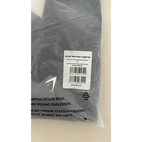 GymShark High Rise Sweat Seamless Leggings Womens Medium New B6A4T Brown - Picture 10 of 11